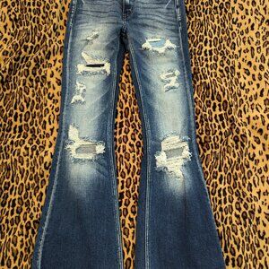 Girls kancan flare jeans with distruction